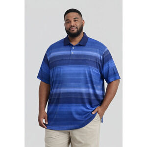 PGA TOUR Blue Striped Golf Polo Shirt 3XLT Big & Tall Performance Mens